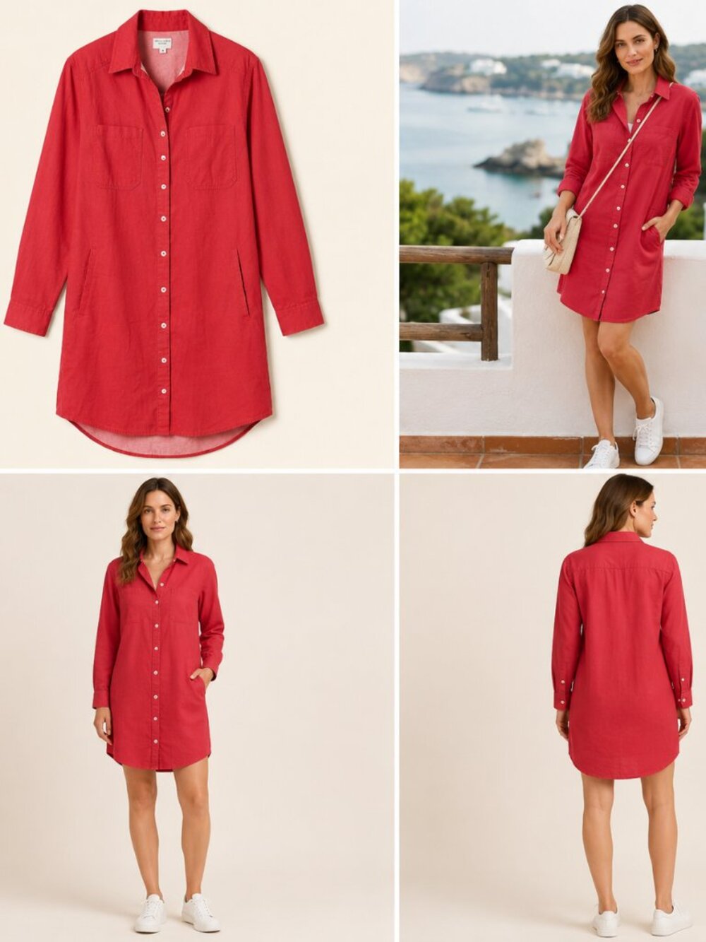 Rebecca Minkoff Greene Cotton Utility Shirt Dress S Coral Pink